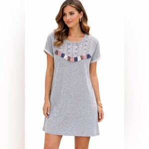 Ellison Gray Boho Embroidered Tassel Dress